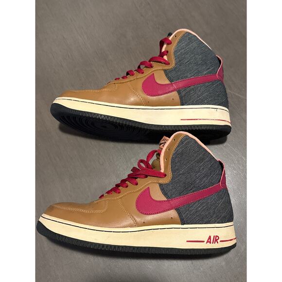 Nike Mens Air Force 1 High 07 Basketball Shoes Brown Red 315121-201 10M